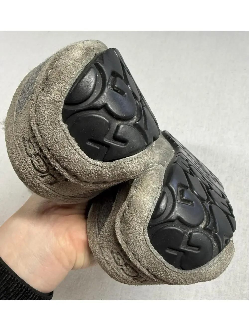 UGG Ascot Moccasins Slippers Men Sz 8/40.5 EU Gray Wool Sheepskin Sherpa Camping